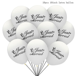 10 Pcs Round White Print Mr&Mrs Latex Balloons