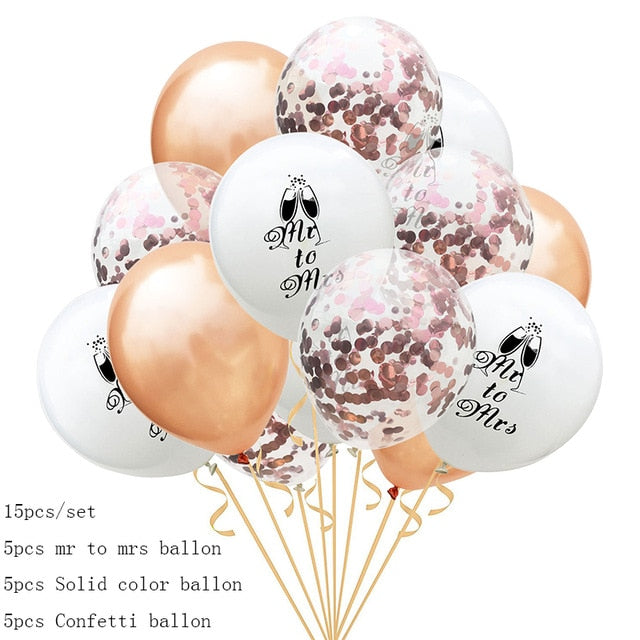 10 Pcs Round White Print Mr&Mrs Latex Balloons